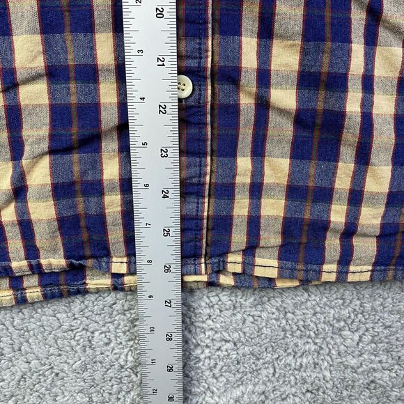 L.L. Bean Signature Men’s Button UP Medium Long Sleeve Shirt Plaid Black/Yellow - Picture 7 of 12